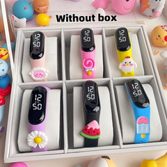 6pcs Cartoon LED Touch Screen Sports Bracelet Pink Purple Flower