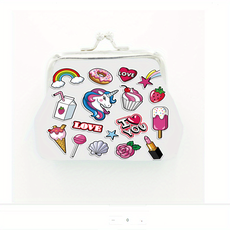 Cartoon Unicorn Graphic Coin Purse Wallet Portable Bag for Girls