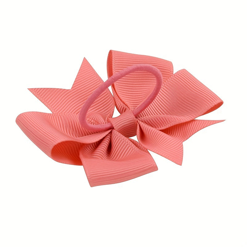 20pcs Candy Ribbed Bow Hair Ties Elastic Hair Accessories Gift