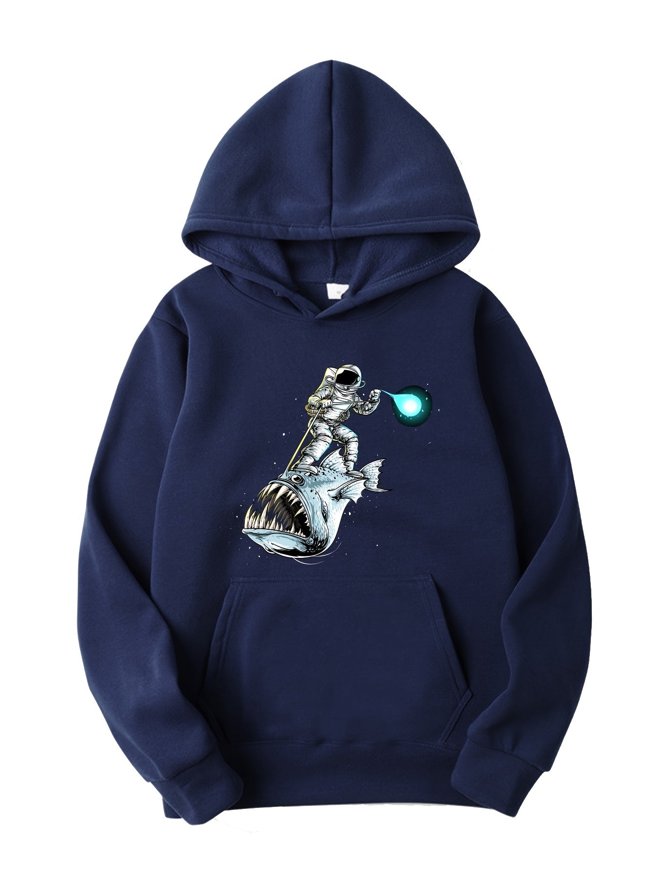 Space Fish Print Boys Hooded Sweatshirt