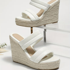 Women's Double Strap Wedge Sandals Espadrille Shoes