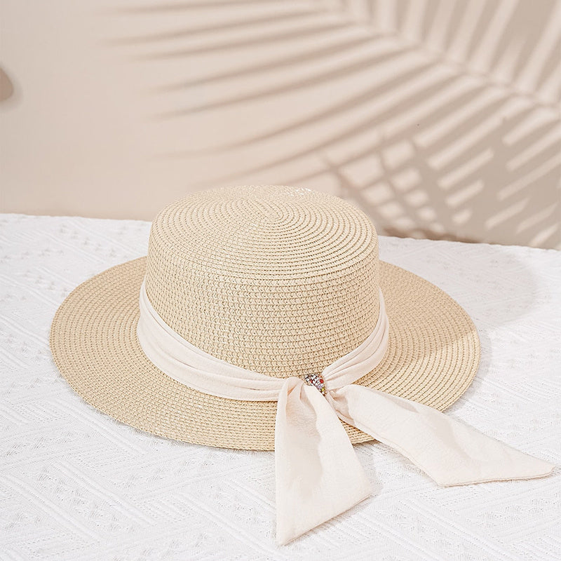 Bow Decor Women's Straw Hat For Ladies Christmas Gift For Her