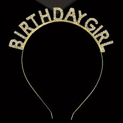 Birthday Girl Headband Metal Rhinestones Hair Hoop Party Decor