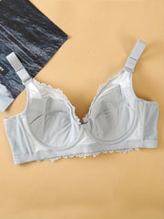 Floral Jacquard Lace Push Up Bra Plus Size