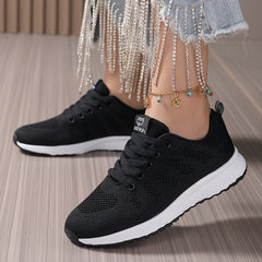 Breathable Women's Running Shoes Lace-up Knit Comfort Sneakers