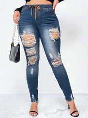 Casual Skinny Jeans Women's Ripped High Rise Stretch Jeans