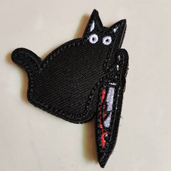 Cat With Patch Embroidered Applique For Backpacks Jackets