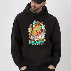 Anime Jack O Lantern Print Hoodie Men's Casual Graphic Pullover Hoodie