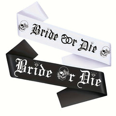 Bride Rose Wreath Veil Set - Until Death Headscarf Strap Bridal Party