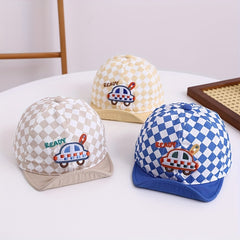 Children's Plaid Cotton Cap for Sun Protection