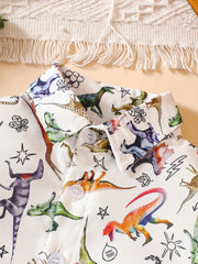 Kids Dinosaur Print Button Down Shirt Boys Casual Tee