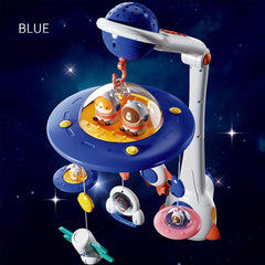 Space Flying Saucer Baby Bed Bell Starry Sky Projection Toy