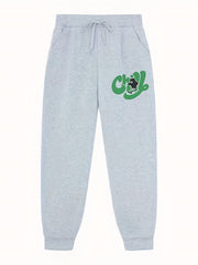 Chill Print Joggers Men's Casual Loose Fit Stretch Waist Drawstring Pants