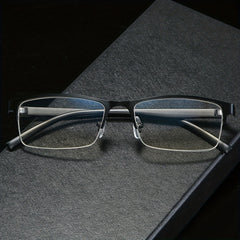 Men's Metal Half Frame Reading Glasses Light Blocking