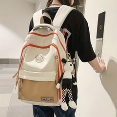 Large Capacity Schoolbag For High School Students With Bag Charm