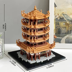 Micro Blocks Yellow Crane Tower Building Block Model Educational Toy