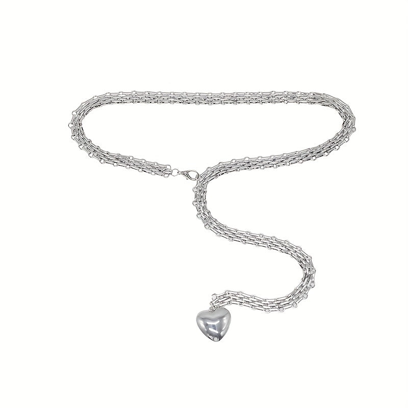 Punk Metal Heart Pendant Belly Chain Hip Hop Decorative Belt Dress Girdle