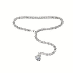 Punk Metal Heart Pendant Belly Chain Hip Hop Decorative Belt Dress Girdle
