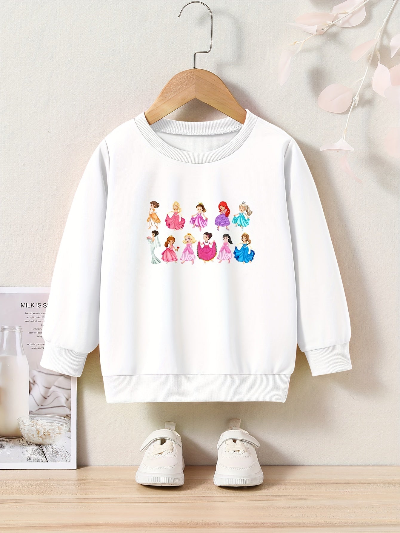 OERYUI Cartoon Princesses Print Pullover Top Kids Clothes Spring Fall