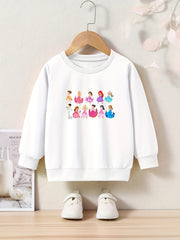 OERYUI Cartoon Princesses Print Pullover Top Kids Clothes Spring Fall