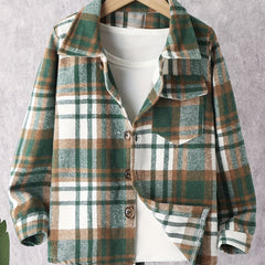 Toddle Boys Plaid Jacket Long Sleeve Button Down Warm Coat Winter Kids Clothes