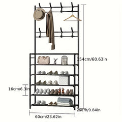 Freestanding Coat Rack with Shoe Storage, 59.99 cm