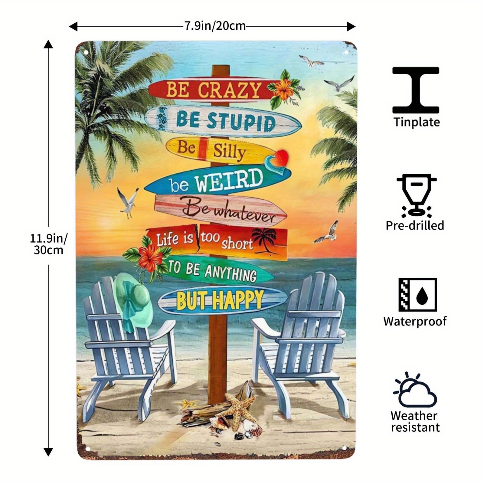 Beach Tin Sign Beach Days Surfing Club Funny Retro Signs Waterproof Decor