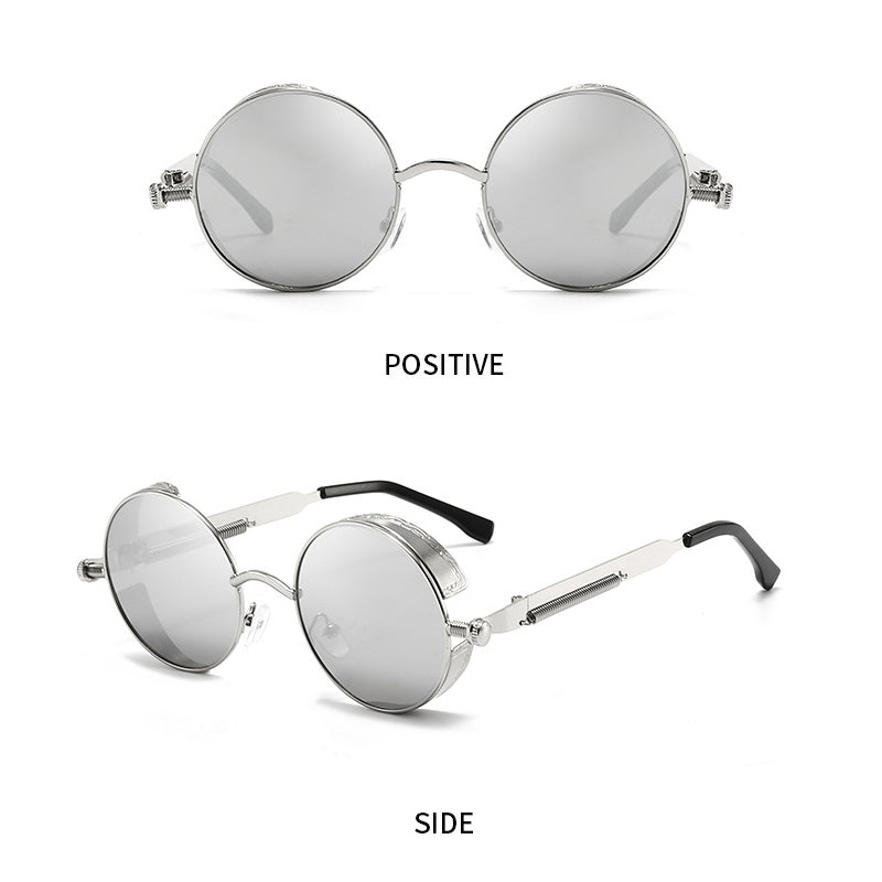 Men's Vintage Steampunk Round Stainless Steel Sunglasses