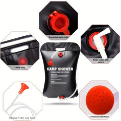 Portable Solar Shower Bag 20L Capacity for Outdoor Travel Hiking Camping