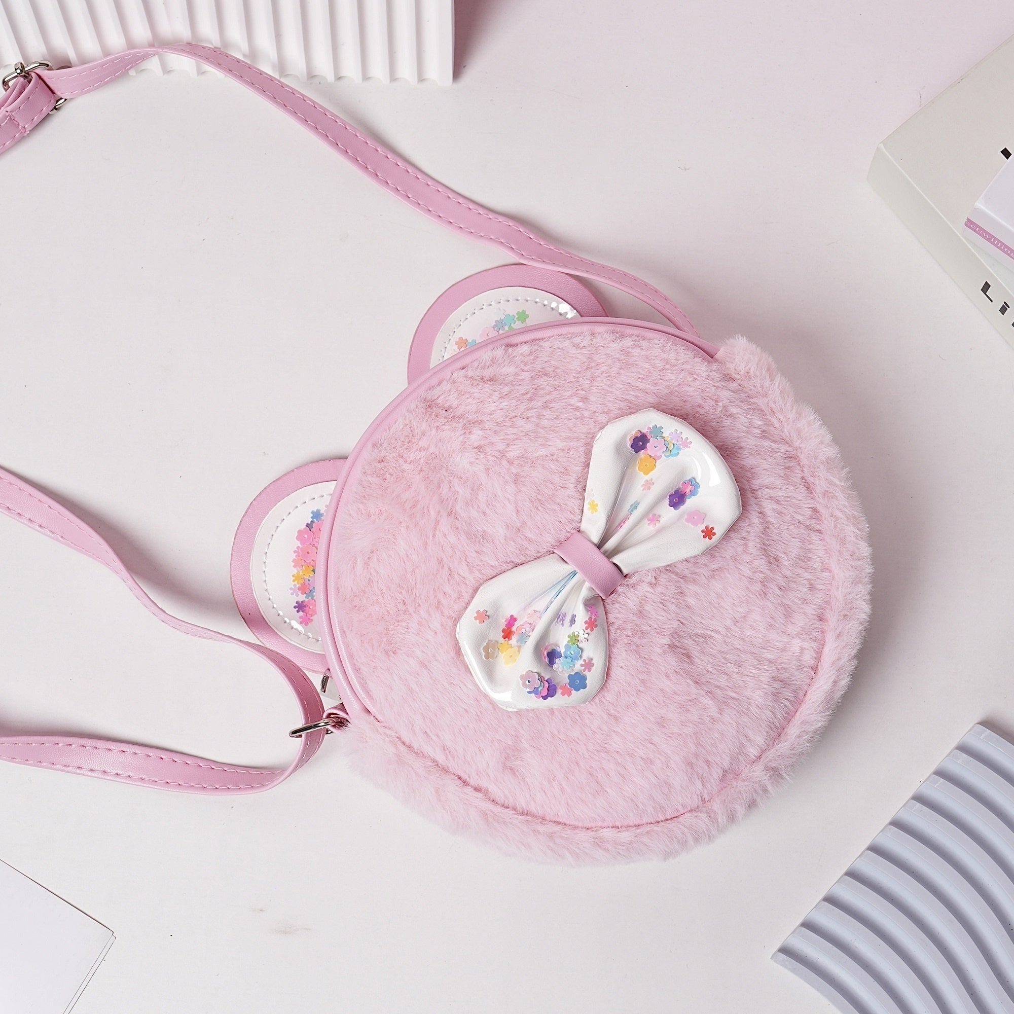 Cartoon Cat Plush Crossbody Bag for Girls