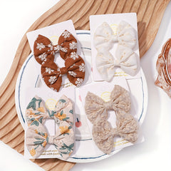 2pcs Floral Bow Lace Hair Clips for Proms & Baby Girls