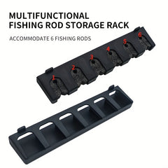 Wall Mounted Fishing Rod Rack for 6 Rods - Space Saving Holder