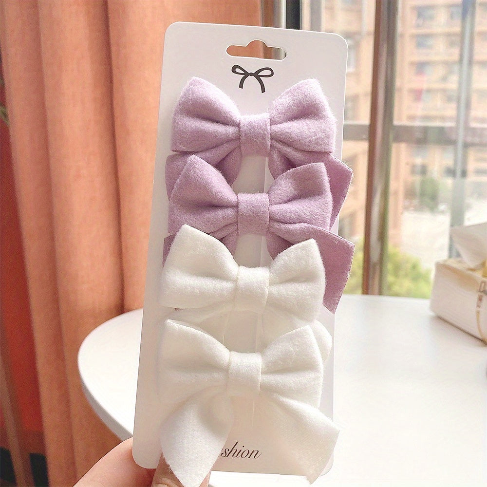 4pcs Baby Girls Bowknot Hair Clips Princess Headwear