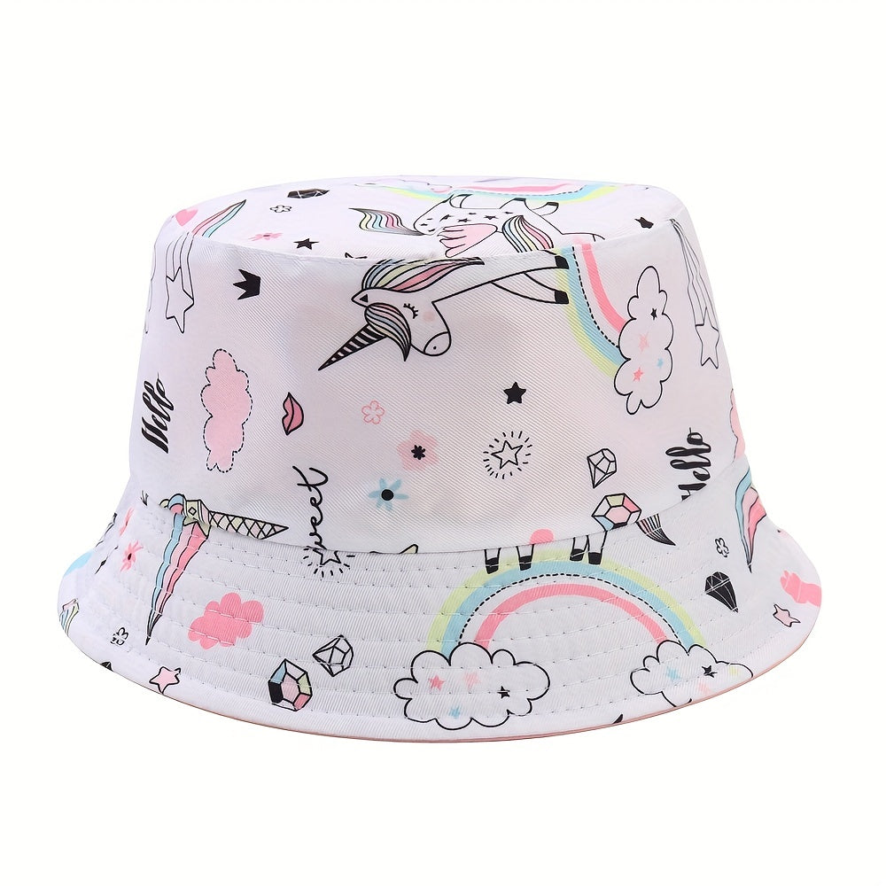 Kids Cartoon Basin Hat Watermelon Unicorn Fisherman Hat for Girls