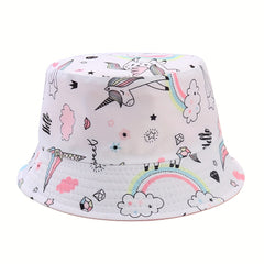 Kids Cartoon Basin Hat Watermelon Unicorn Fisherman Hat for Girls