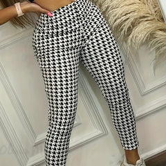 Houndstooth Print High Rise Leggings