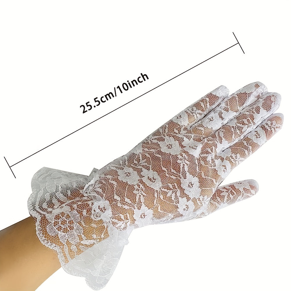 Lace Floral Short Gloves for Wedding Bridal Accessories