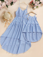 Striped Sleeveless Dresses for Mom and Daughter