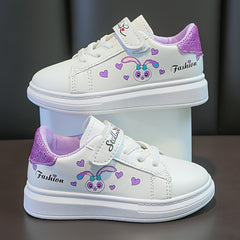 Girl's Cartoon Pattern Sneakers Hook And Loop Fastener Shoes For Kids