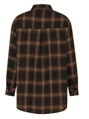 Plaid Print Long Sleeve Blouse