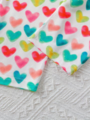 Girl's 2pcs Heart Print Pajama Set Long Sleeve Top & Pants