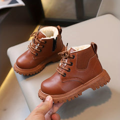 Vintage Fleece Boots Baby Girls Non Slip Boots Zipper Indoor Outdoor