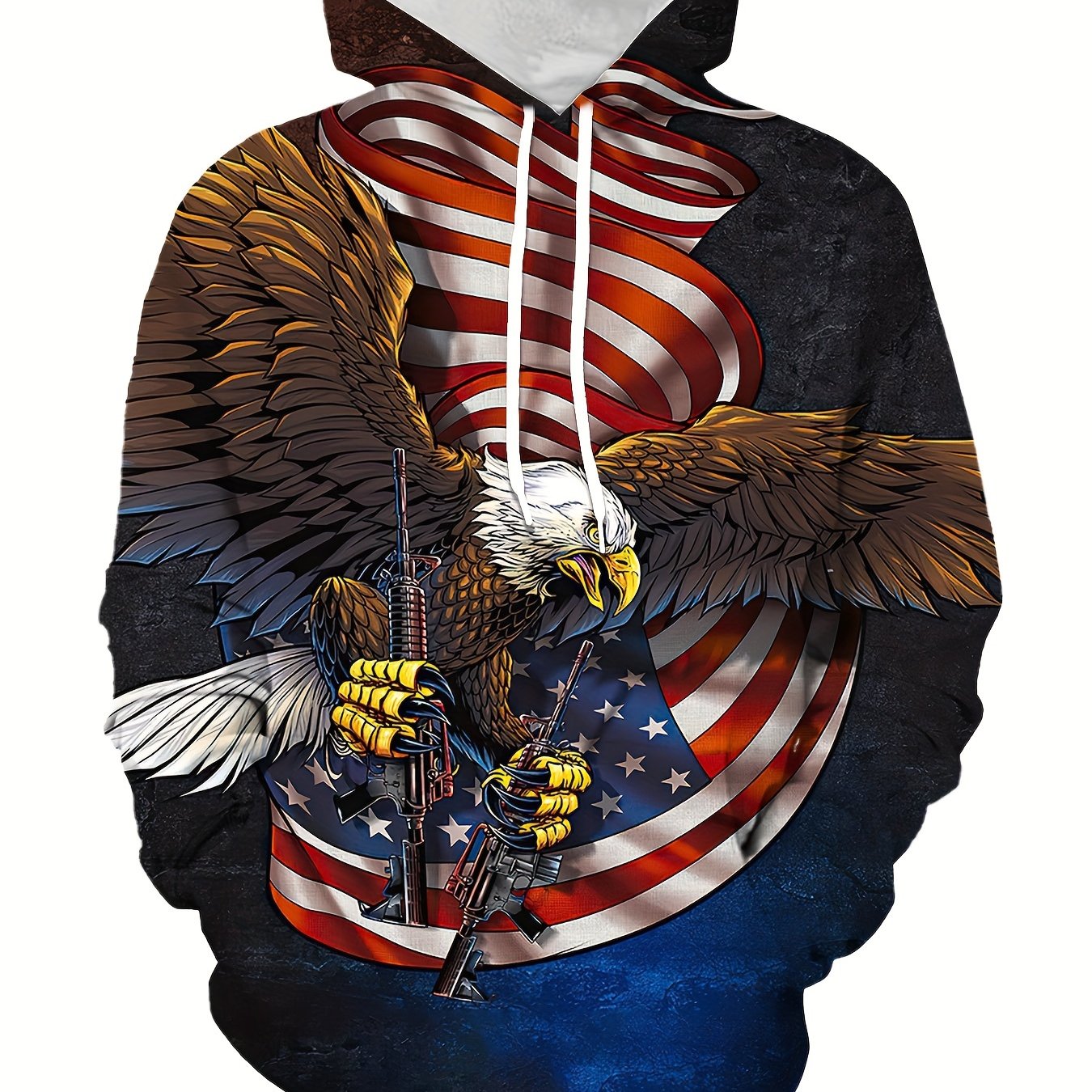 Eagle 3D Print Hoodie Men Graphic Loose Hooded Pullover Mens Clothing