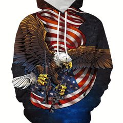 Eagle 3D Print Hoodie Men Graphic Loose Hooded Pullover Mens Clothing