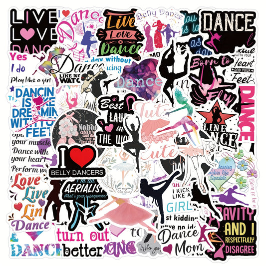 60pcs Cartoon Dance Stickers Dance Party Favors Waterproof Vinyl Stickers