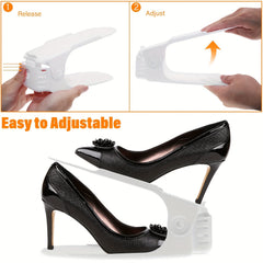 10pcs Shoe Slot Organizer Plastic Shoe Rack Double Layer Space Saving Holder