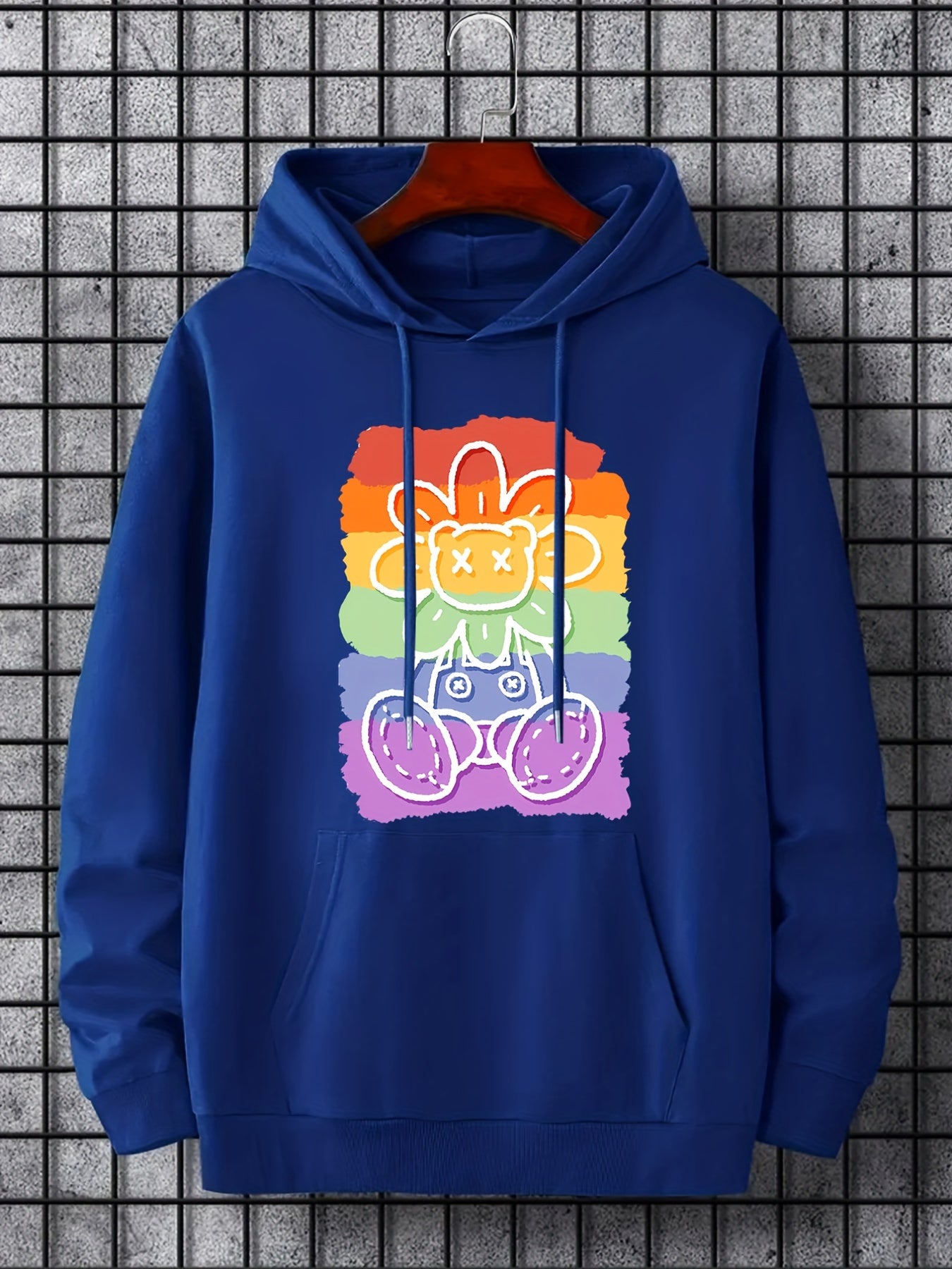 Rainbow Bear Flower Print Hoodie Men's Sweatshirt
