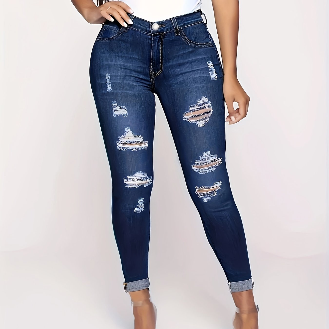 Ripped High Rise Skinny Jeans
