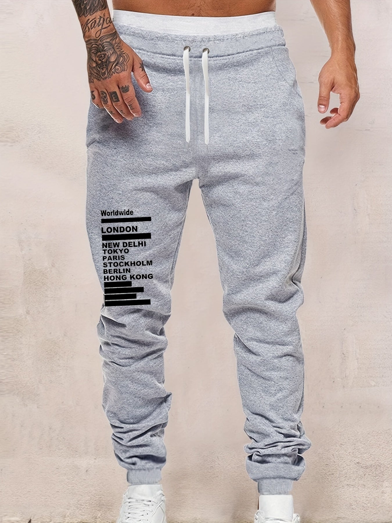 City Name Print Men's Drawstring Sweatpants