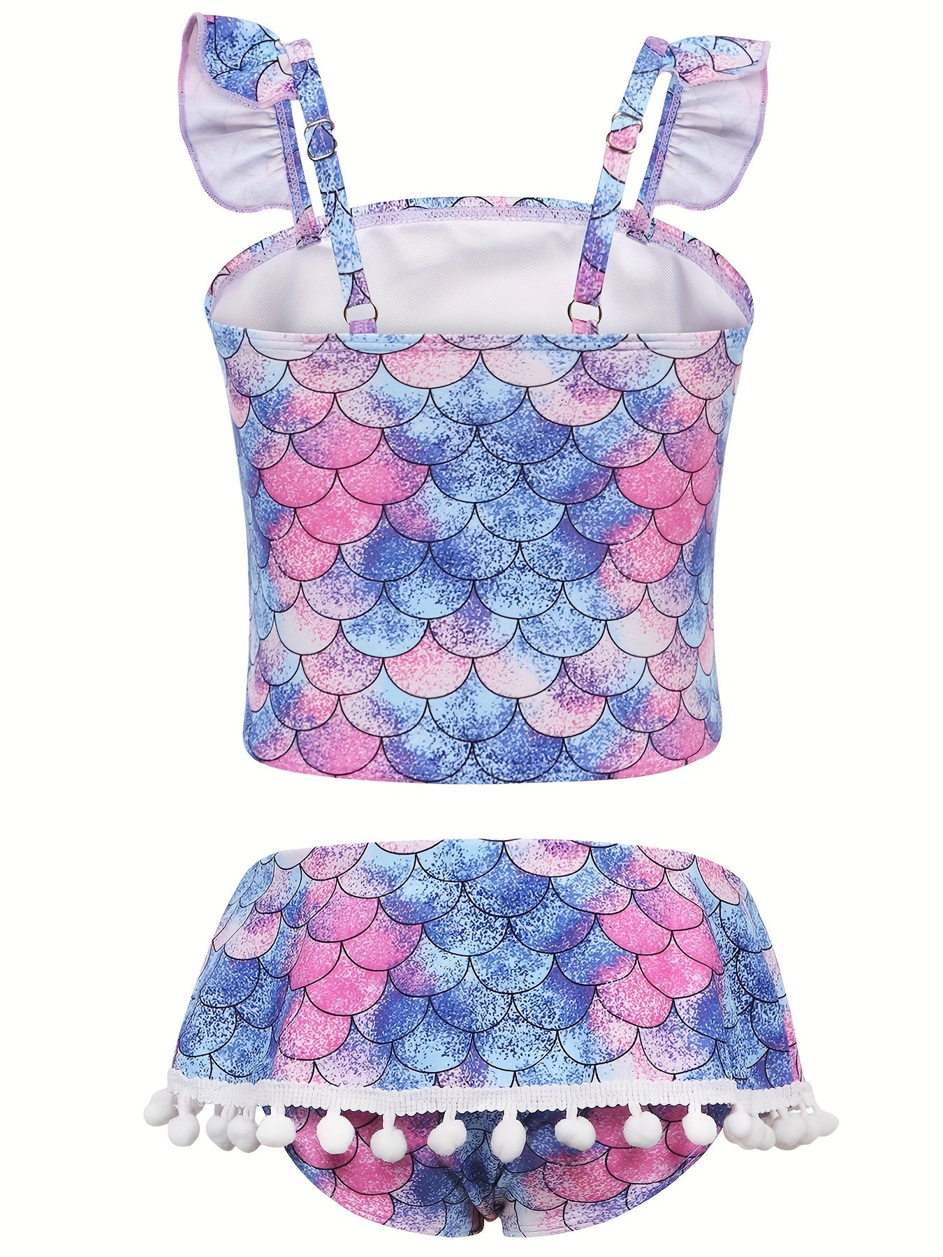 Toddler Girls Bikini Tankini Swimsuit Ruffle Trim Top & Skort Set